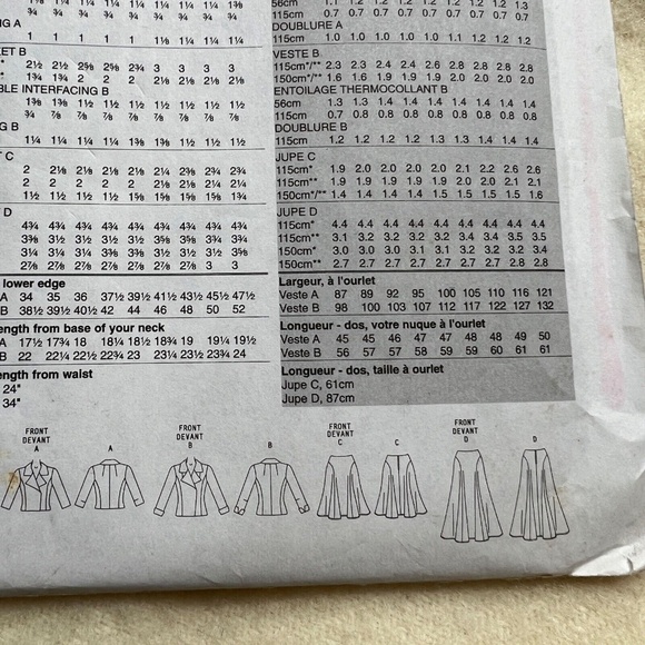 Vogue Sewing Pattern Suit Jacket Skirt Flared 6 8 10 12 Uncut Very Easy 8461 - Picture 4 of 4